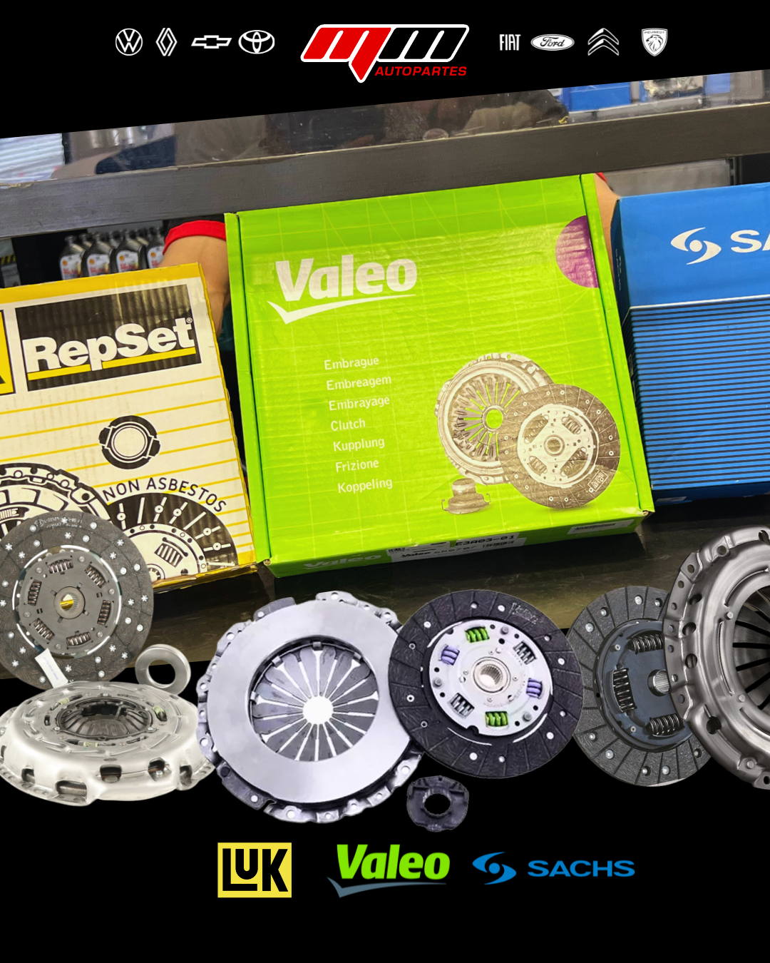 Asegurá el corazón de tu motor con repuestos que garantizan rendimiento y durabilidad. Kits de embragues, marcas LUK, Valeo, Sachs en MM Repuestos Multimarca Mendoza.